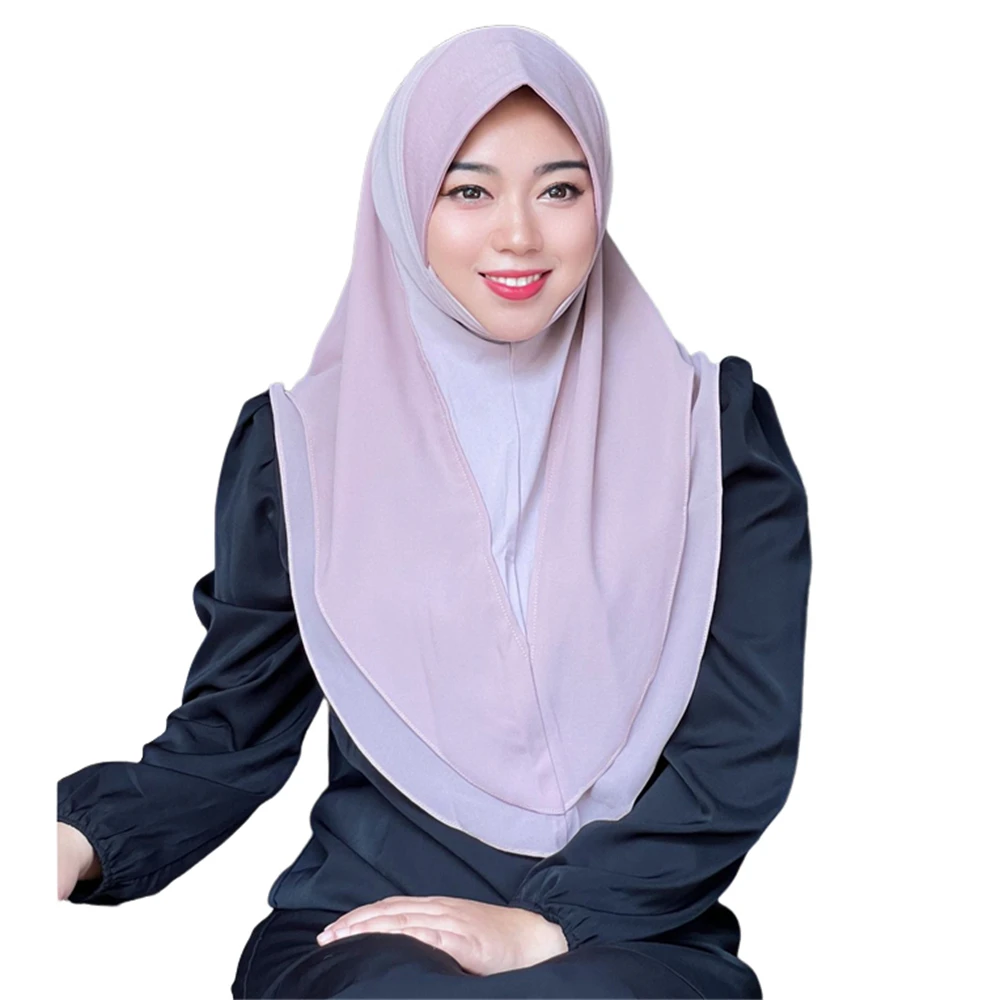 

One Piece Malaysia Fashion Chiffon Headscarf Shawls Muslim Arab Hijab Instant Khimar Turban Prayer Head Wrap Ramadan Amira Cap