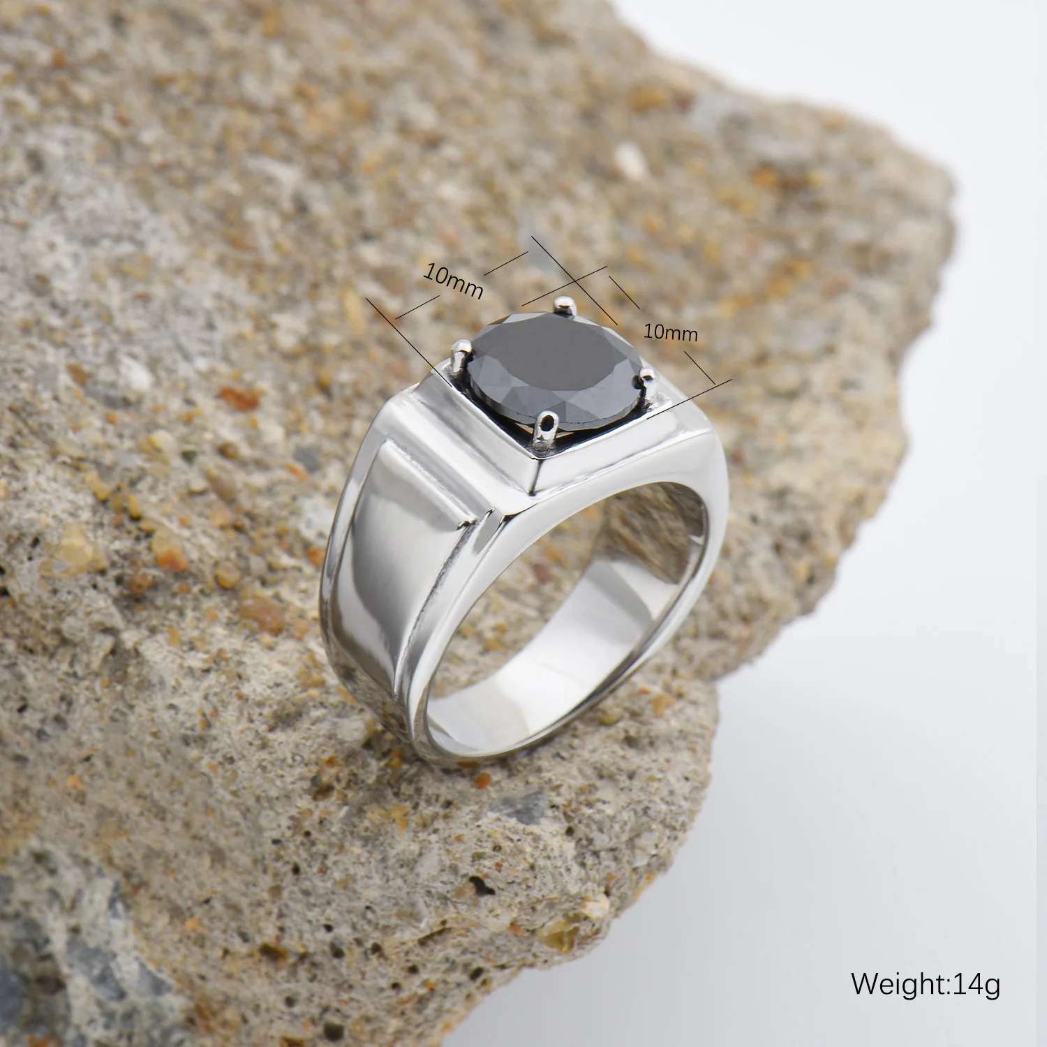 1pc bestes Geschenk für Herren 10mm Zirkon hochwertige mehrere Farben Edelsteins tile Edelstahl ringe – Detail 8