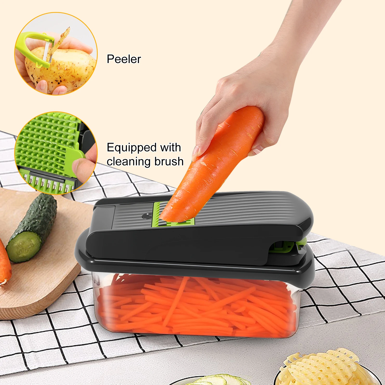 Multifunctional Vegetable Chopper with Container Food Chopper Vegetable Slicer Dicer Cut Food Grate Veggie Choppers Kitchen Item