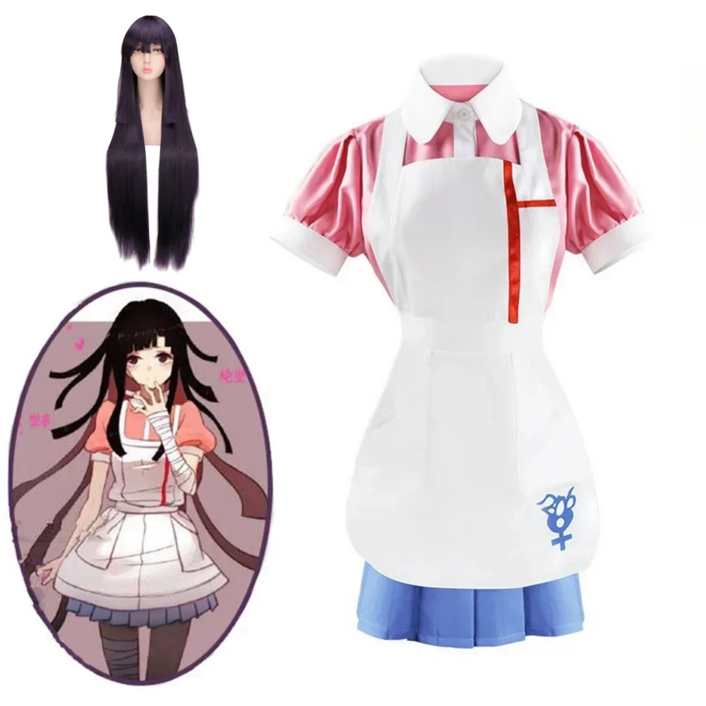 

Anime Danganronpa V3 Mikan Tsumiki Cosplay Costume Wig Sets Game For Woman Man Party Clothes