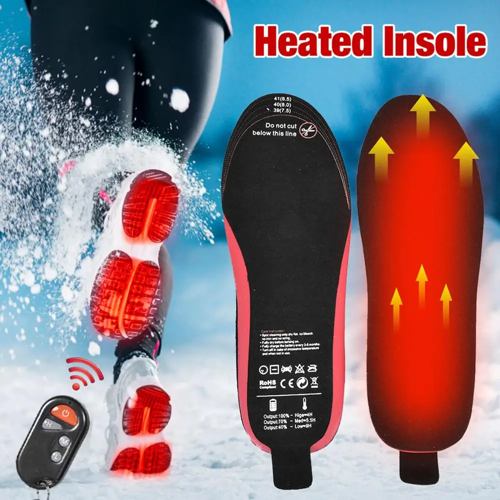 USB Rechargeable Heated Insole With Remote Control Foot Warmer Can Be Cut For Hunting Fishing Hiking Camping
