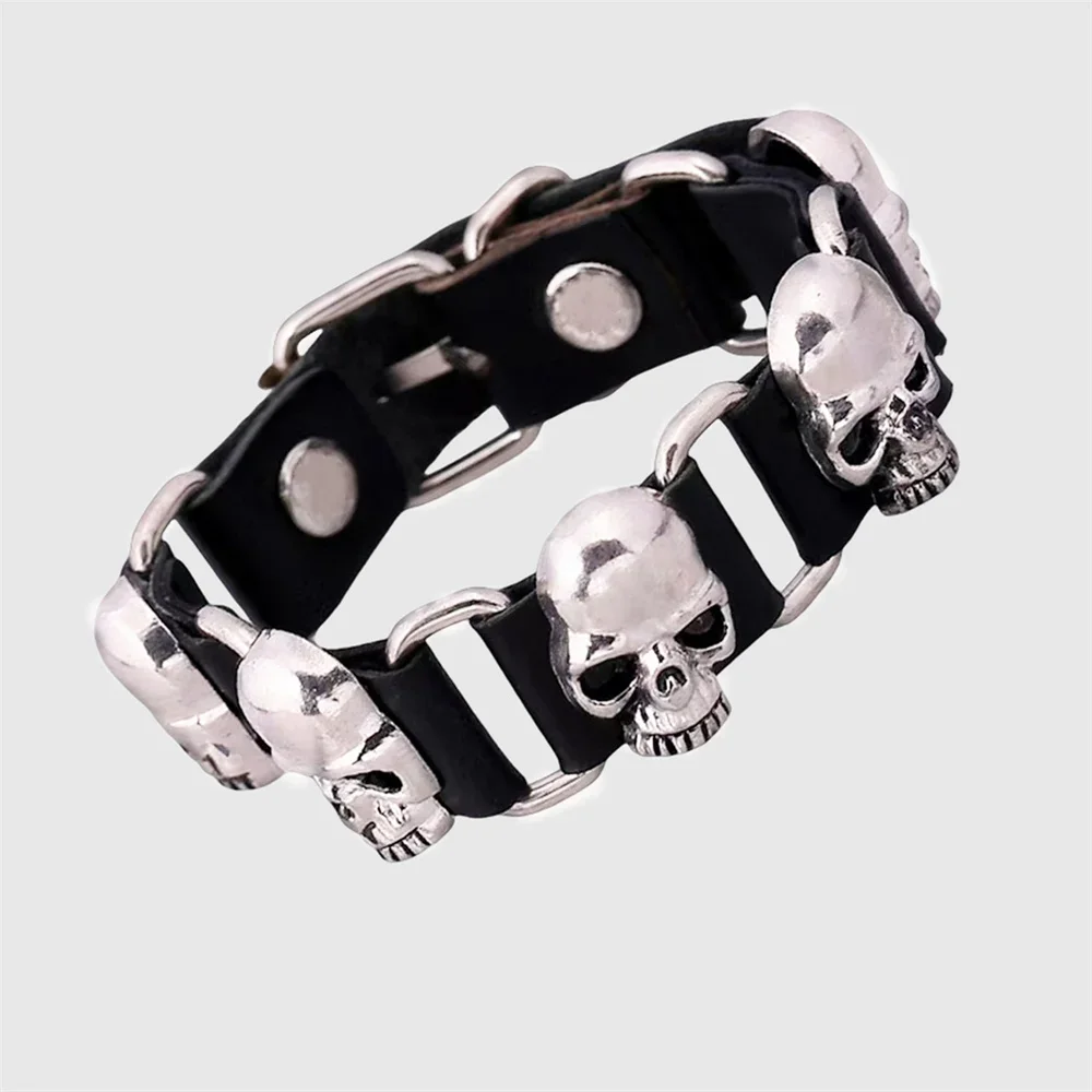 90s Fashion Bangles Skull Chain Leather Men's Women