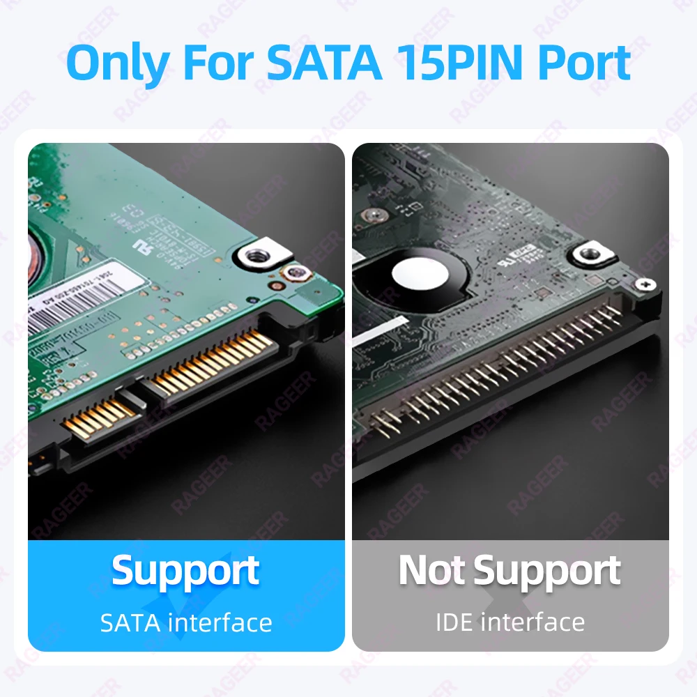 RAGEER SATA 외장 하드 디스크 케이스, USB 3.0-SATA 3.0, 2.5 인치 HDD 인클로저, 지지대 UASP, 7mm, 9.5mm 2.5 인치 HDD SSD, 5Gbps