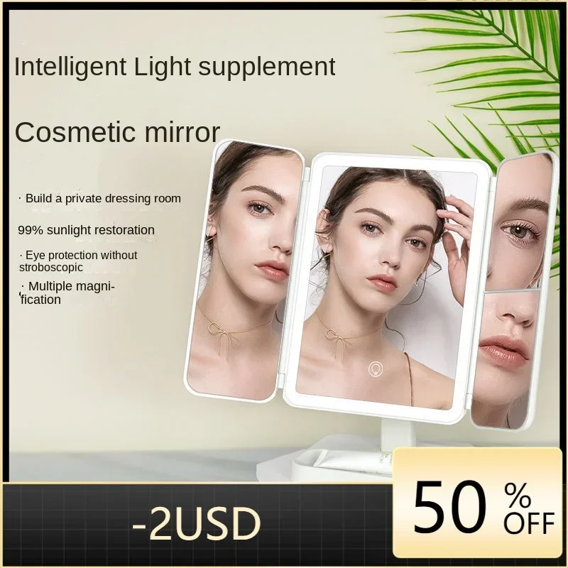 

Makeup Mirror With Light White LED Daylight Vanity Mirror Detachable/Storage Base 3 Modes Mirror With Light Gift USB Cable