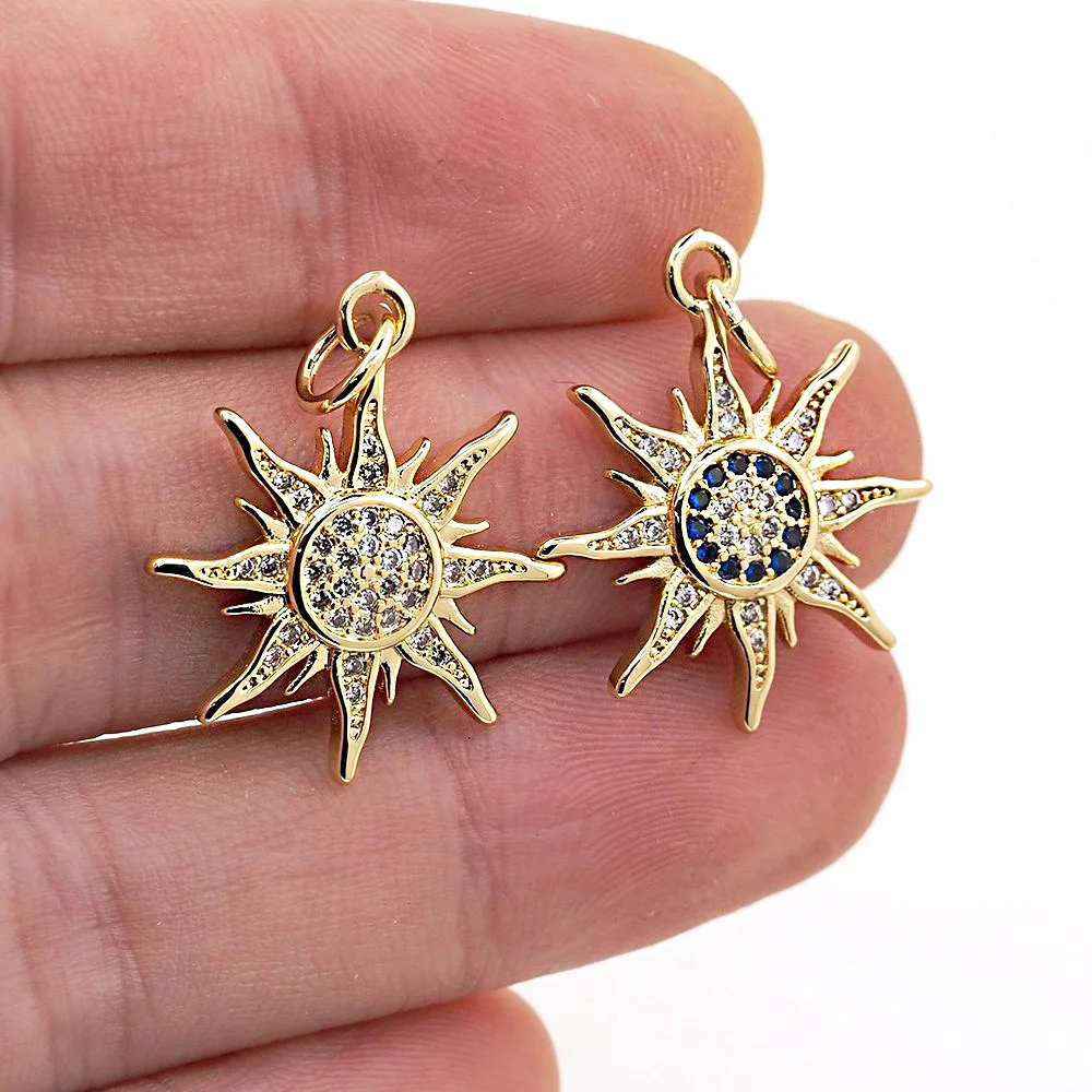 Fashion Sun Totem Charms Pendant CZ Zircon Gold Plated Necklace DIY Birthday Party Jewelry Findings Accessories Making For Women 6