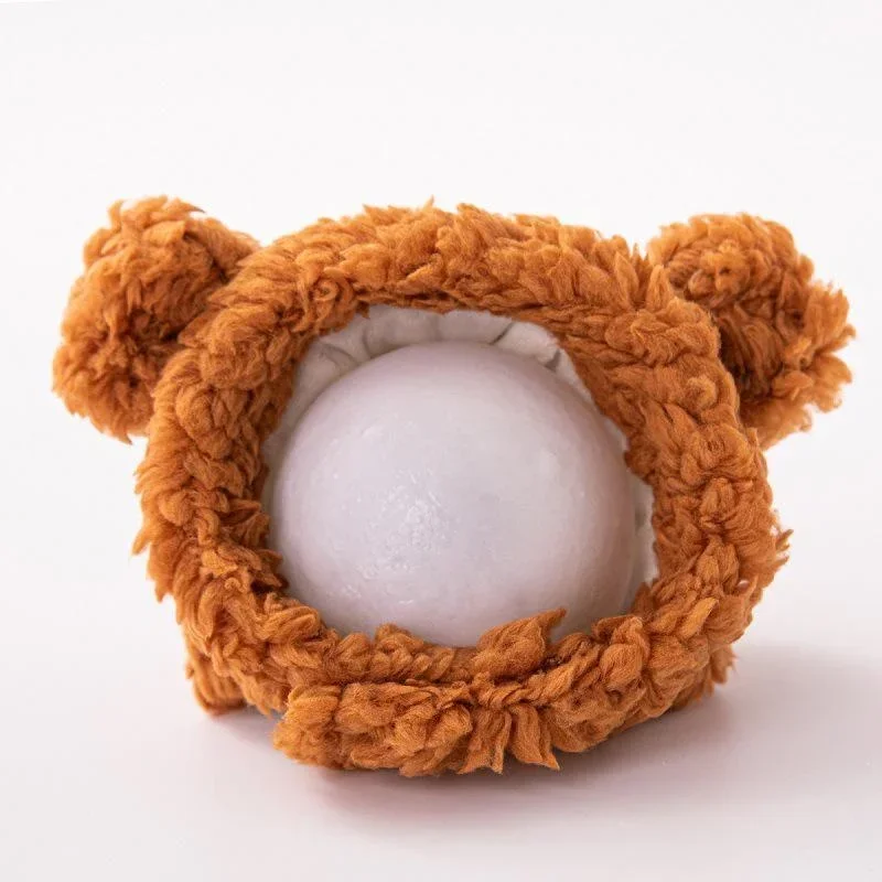 XS-L Size Soft Fluffy Pet Dog Hat Solid Pink Warm Hats For Cats Autumn Winter Bear Pet Head Accessories Cosplay Kitten Supplies