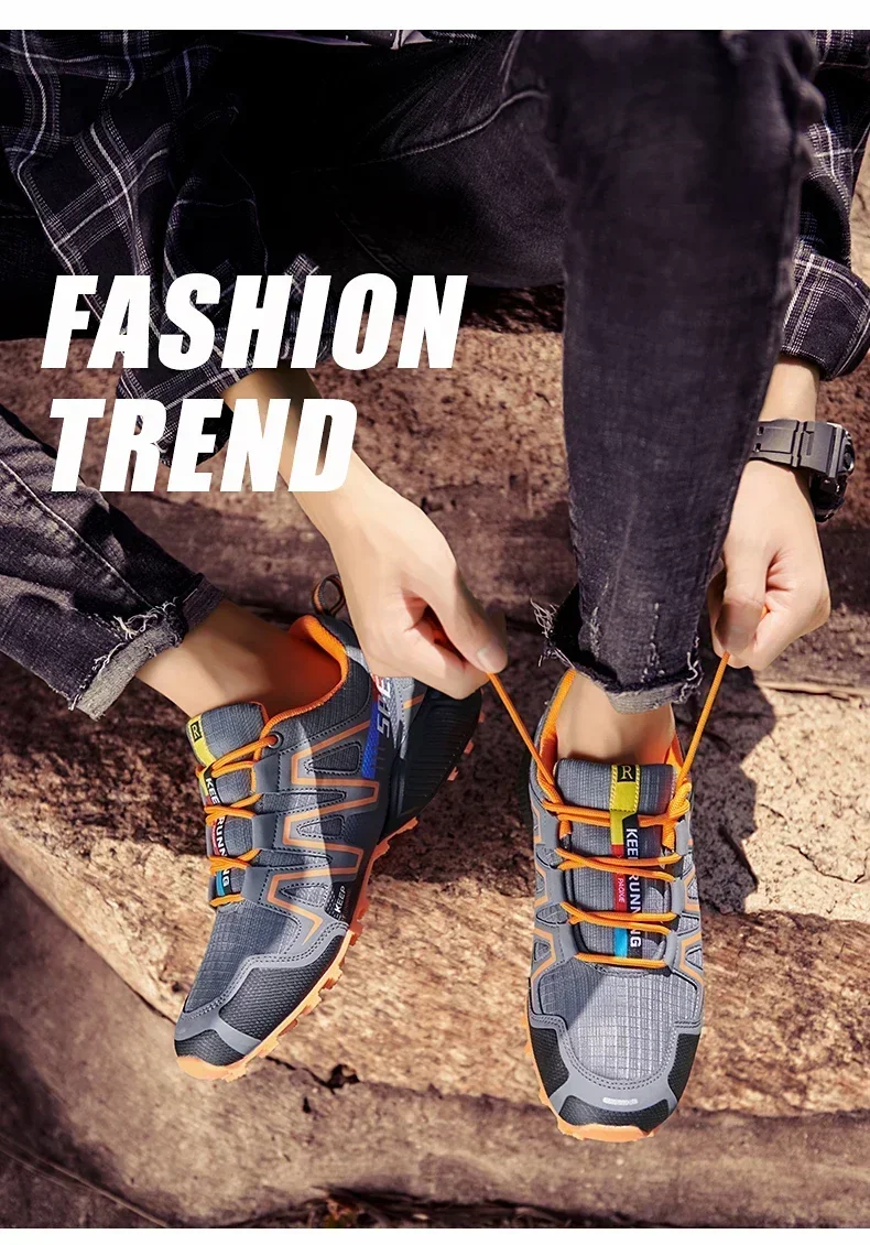 Description Picture 6 of item2024 Fashion Men Outdoor Cycling Shoes Mesh Fabric Lightweight Off-road Running Shoes Wear-resistant Anti Slip Climbing Shoes