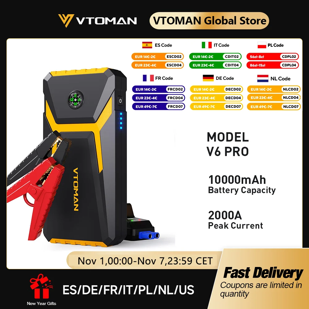 Urządzenie rozruchowe VTOMAN V6 Pro za $30.71 / ~116zł Urządzenie rozruchowe VTOMAN V6 Pro za $30.71 / ~116zł