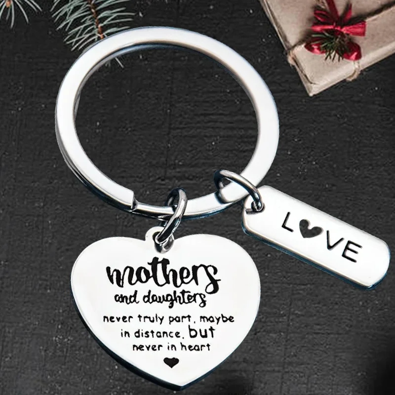 

Cute Mother Daughter Gift Keychain Pendant Mom Birthday Gifts Key Chain Keyrings Mothers and Daughters Never Truly Part