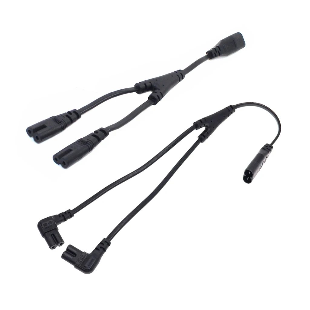 

IEC 320 C8 Male to Dual C7 Right Angle Female Y Split Power Cable, IEC 2Pin Figure 8 Male to 2 Female Cord 30CM/45CM Black