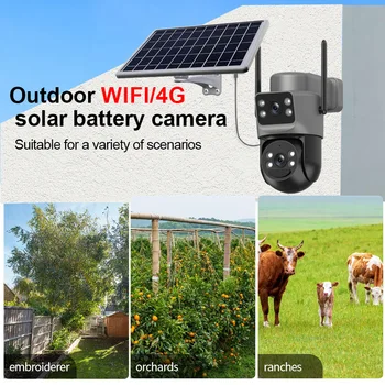 2.8'' 8MP 4G Sim Solar Camera Outdoor Dual Lens Wireless WIFI Surveillance IP Camera PIR Human Detection Solar Security CCTV Cam 1