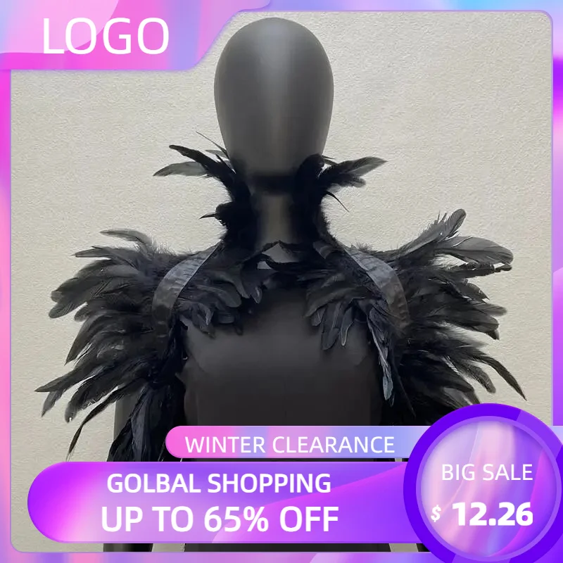 Feather Shrug Shawl Halloween Decorate Shoulder Wrap  Cape Women's Cloak Punk Gothic Scarves Fake Collar Sexy Party Prom Clothes