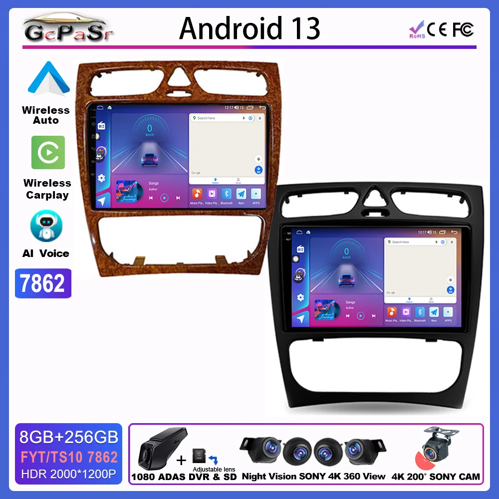 

Car Radio Carplay Android Player For Mercedes Benz C Class S203 CL203 W203 2000 - 2004 Navigation GPS Video 4G Wifi No 2din DVD