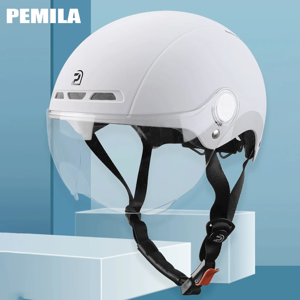 PEMILA V-08 Cycling Helmet With Goggles Lens MTB Road E-Bike Reflective