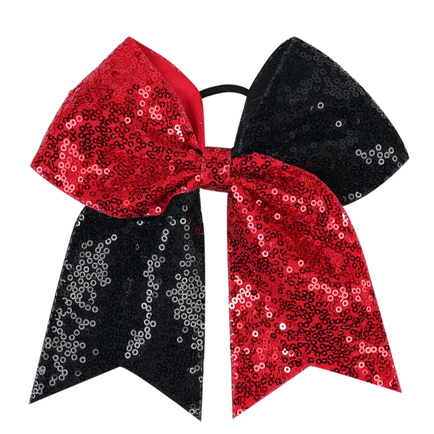 Neue 8-Zoll-Frauen große große zweifarbige Mischung Pailletten Cheerleading Bögen elastische Haar bänder Mädchen Boutique Patchwork Haarschmuck – Detail 10