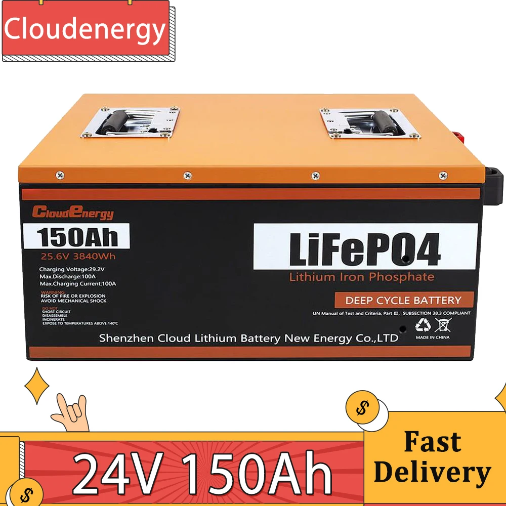 Batteria Al Litio LiFePO4 Yeagulch 12V 150Ah, 1920Wh, BMS 100A, 10 Anni Di Durata E 8000 Cicli, Per Camper E Solare