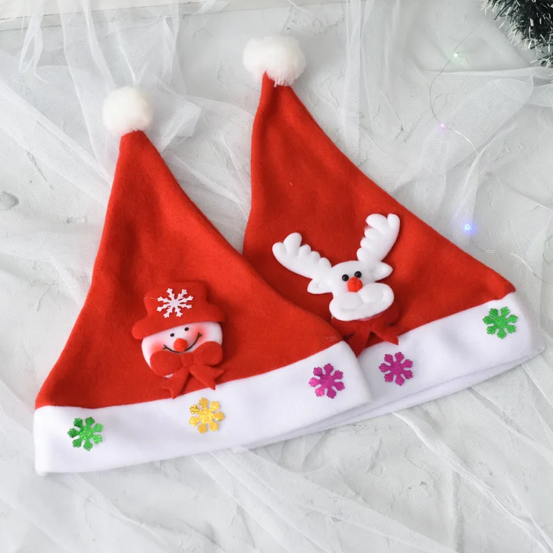2023 Christmas Hats New Year Santa Claus  Snowman ElK Cap For Kindergarten Home Party Children Adult Xmas Gift Decoration