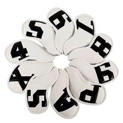 Set of 10 Stylish Waterproof Golf Shaft Protectors with Numeric Alphabet Design (10pcs - white)