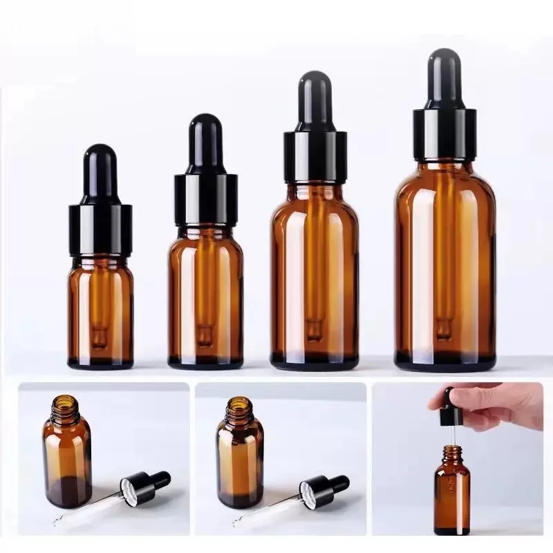28pcs 30/50ml amber glass dropper bottle (with glass dropper) for cosmetic perfume essential oil bottle dropper