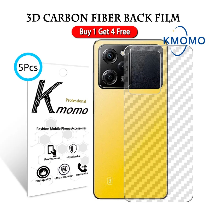 5Pcs Carbon Fiber Film For Xiaomi Poco F6 Pro X6 M6 C65 F5 X5 M5 M5s F4 GT X4 M4 5G C40 X3 Nfc Back Screen Protector
