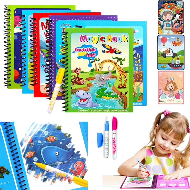 

Montessori Toys Reusable Coloring Book Magic Water Drawing Book Painting Drawing Toys Sensory Early Education Toys for Kids