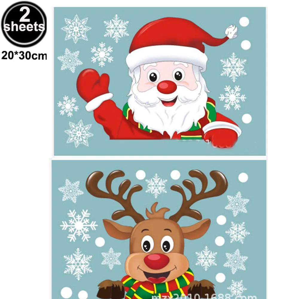 thumbnail image 1 of Pegatinas para puerta y ventana con temática navideña de 2024, bonitos dibujos de Papá Noel, muñeco de nieve, alce, patrón de árbol de Navidad, decoración para fiesta de Navidad, 1 of 5