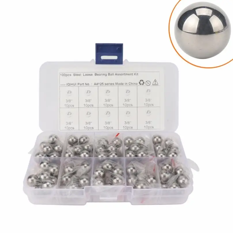 

100pcs 3/8 Inch G25 Bearing Steel Balls Boxed High Precision Solid Carbon Steel Balls Slingshot Hunting Ball Bearing Ball