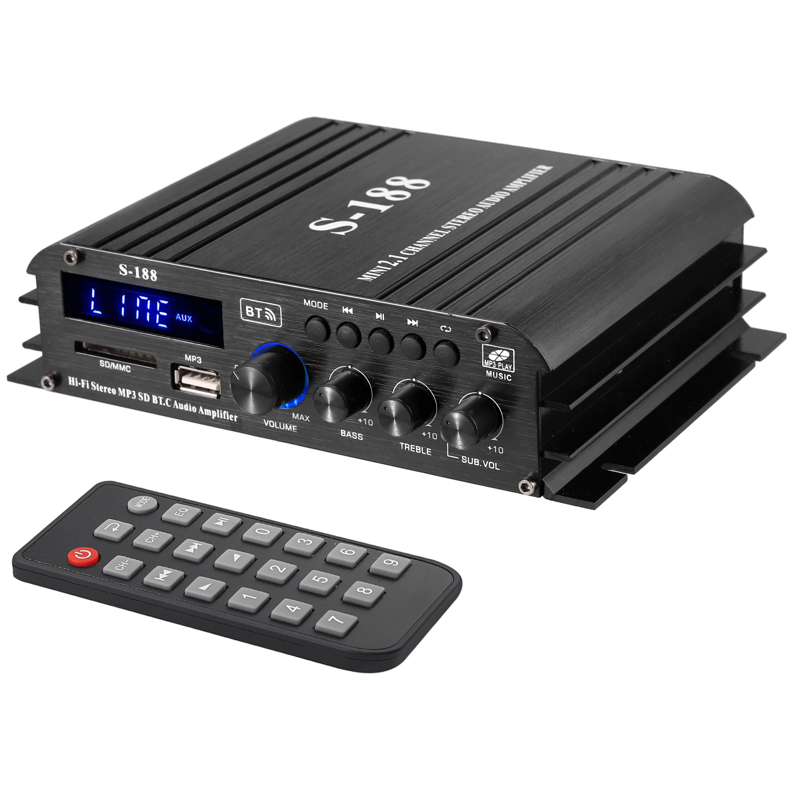 90WS188BluetoothStereoHiFiAmplifier21CHAudioPowerAmplifier
