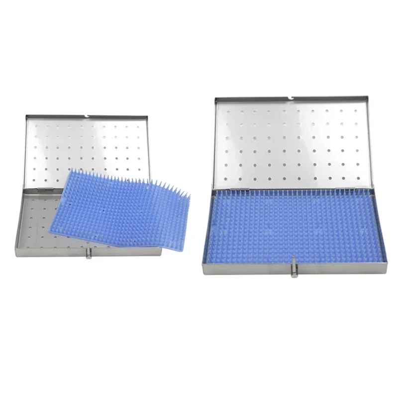 Sterilization Box Sterilization Tray Case Single Level with Silicone Pad Stainless Steel Dental Eye Surgical Instrument