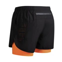 Men's Quick - Dry Lightweight Gym and Running Shorts with Liner, Pockets, Towel Loop, and Breathable Fabric - XXL (Black and orange)