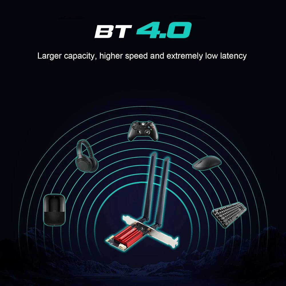 Wifi 어댑터 1200Mbps Bluetooth 4.0 M.2 인터페이스-PCI-E 어댑터 2.4G/5G 듀얼 밴드 PC 고속 네트워크 카드