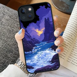 Anime Landscape Scenes Black Phone Case - Premium Silica Cover - iPhone 12 Mini (Style 1)