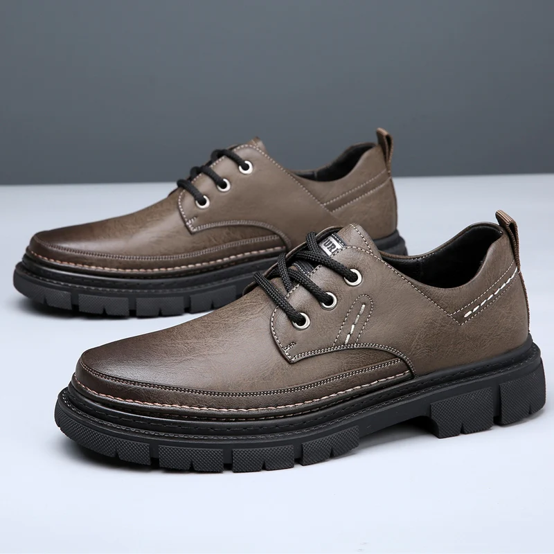 

Vintage Classic Men's Genuine Leather Shoes Thick Sole Casual Shoes Business Banquet Leather Shoes Office Outdoor Versatile