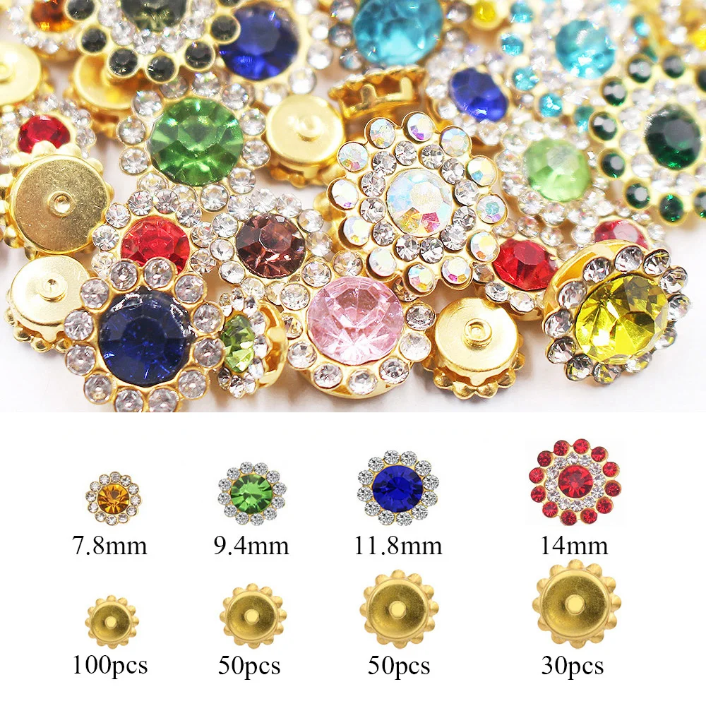 100PCS Flower Sew On Rhinestones Shiny Crystals Trim Glass Stones Beads Button Crafts Clothes Decoration sew on rhinestones,sewing rhinestones,rhinestone trimmings,glass rhinestones,rhinestone crystals,glass crystals,rhinestones beads,crystal rhinestones,rhinestone accessories