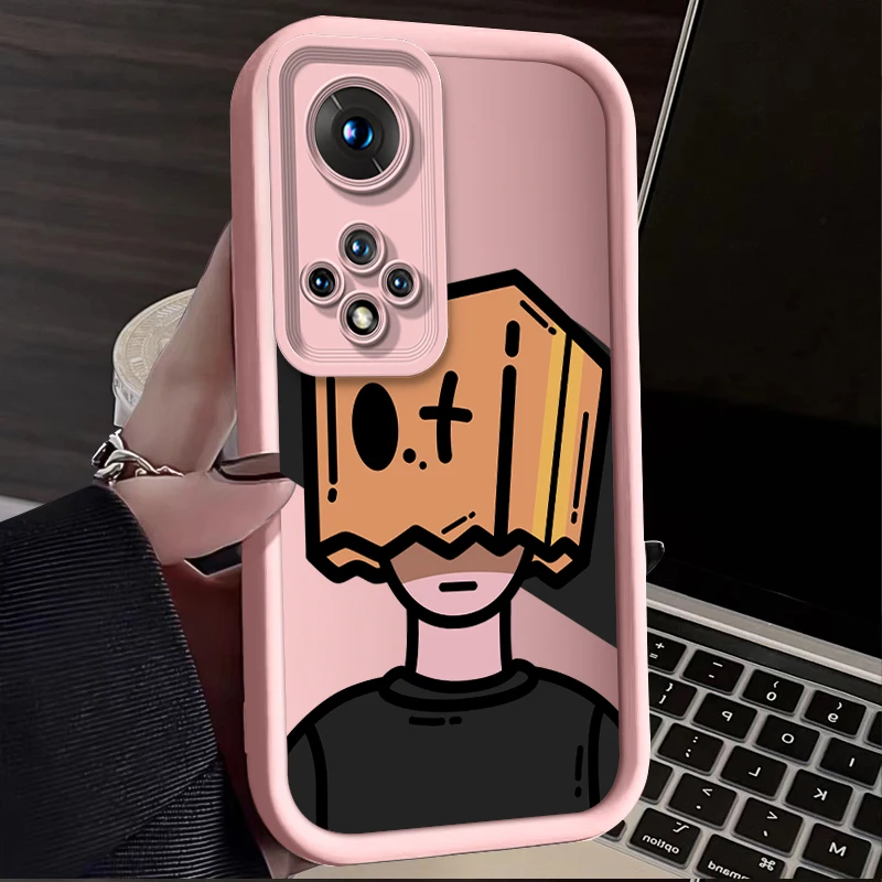 Cartoon Box Man Silicone Square Phone Case