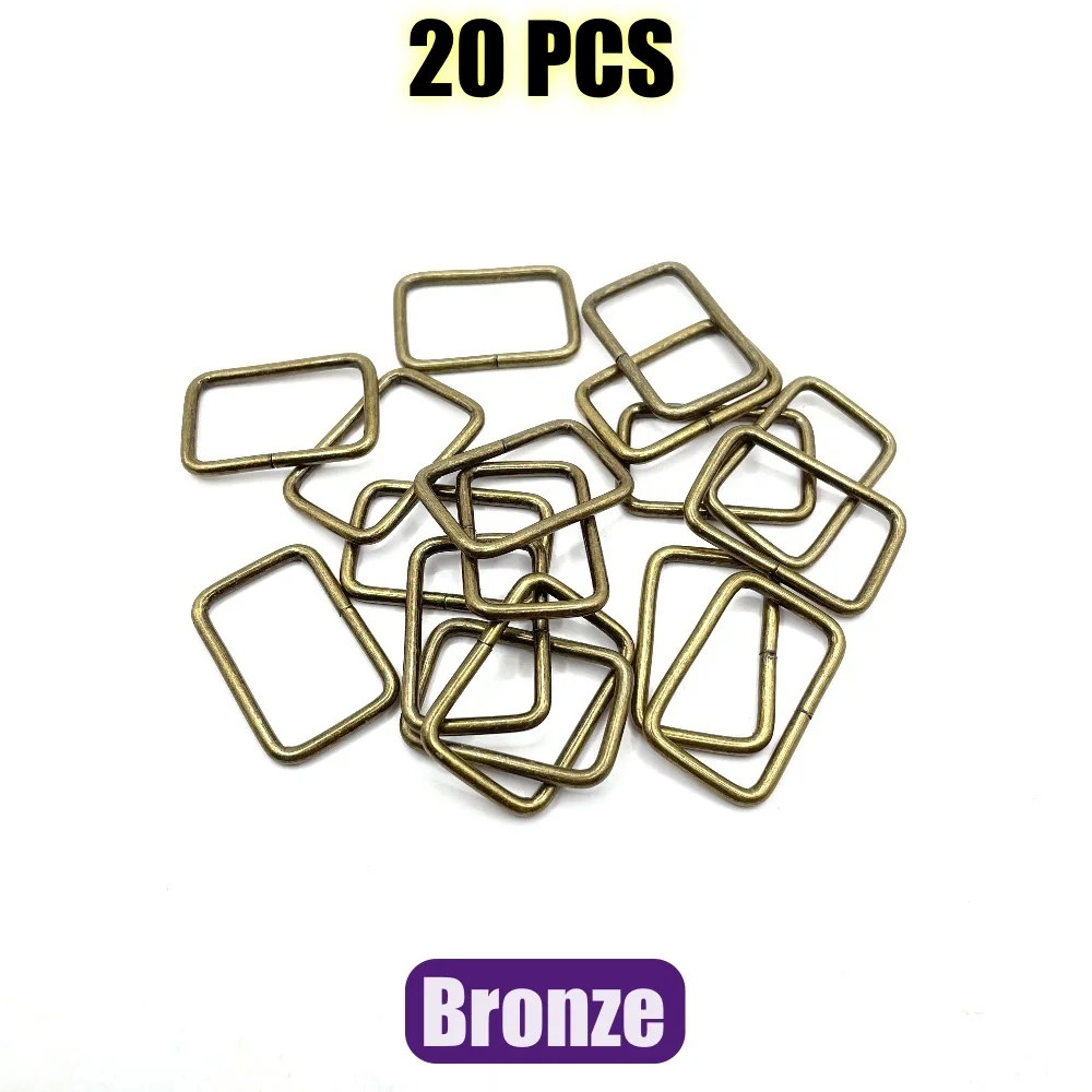 Metal Rectangle Ring Buckle Slide Loop - 20-Pack