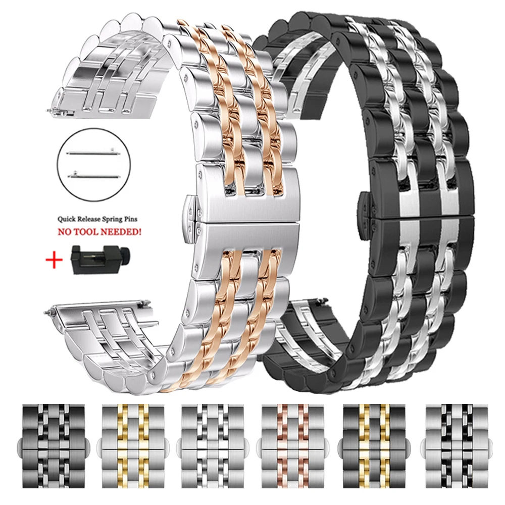 

22mm 20mm Metal strap for Samsung Watch 5/4/3/S3 Huawei watch GT3-2 46mm Replacement metal band for Amazfit GTR/GTS/Stratos band