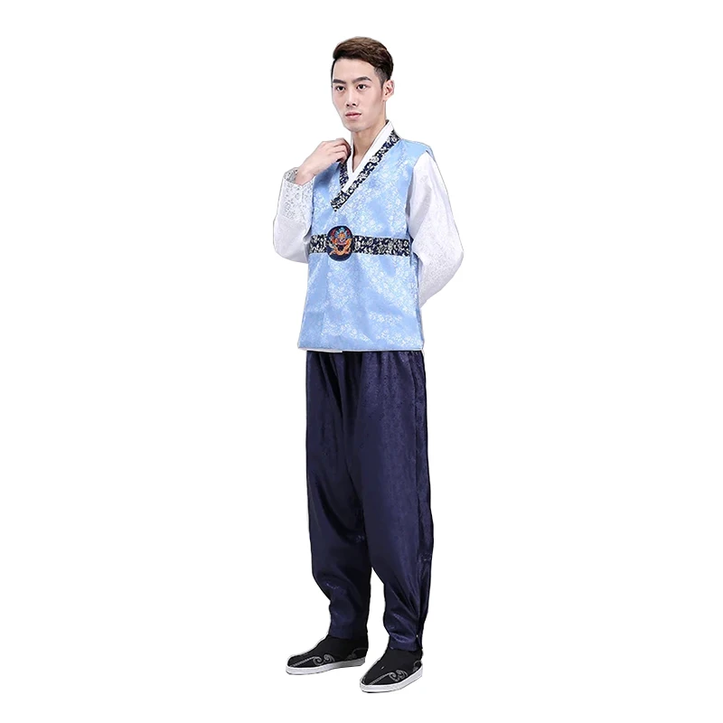 New Men Hanbok Costume Top+pant+vest 3 Pcs Korean Hanbok Male Korean Traditional Clothing Stage Dance Performance Costume 8