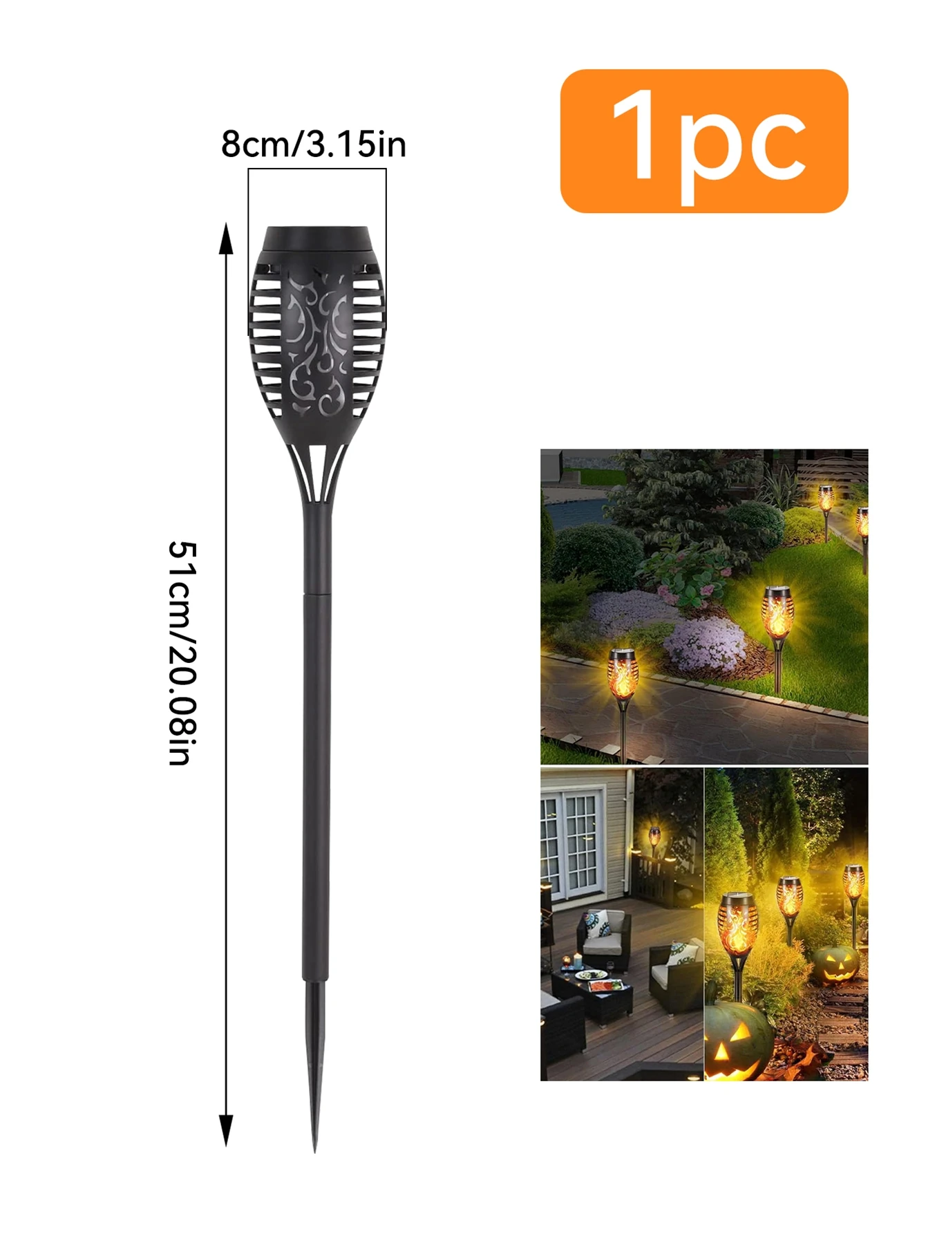 LED Solar Flame Torch Light Flickering Waterproof Garden Decoration Outdoor Lawn Path Yard Patio Floor Lamp 12 solar garden lights