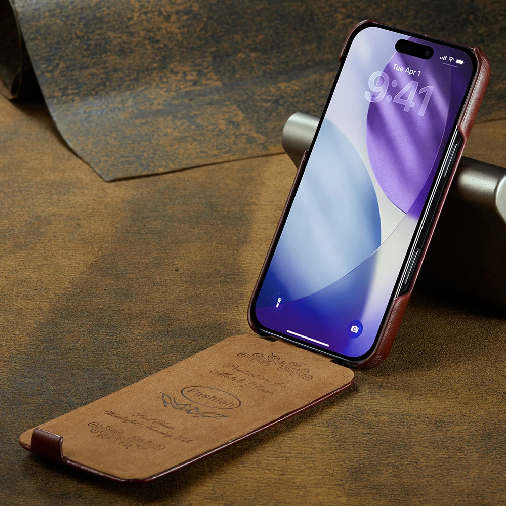 Vertical Flip Leather Case - Retro Vintage Business Fold-up Cover