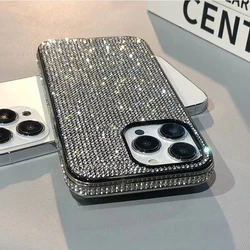 Luxury Full Shiny Diamond Bumper Frame Phone Case Cover for iPhone 17 (Full Silver)