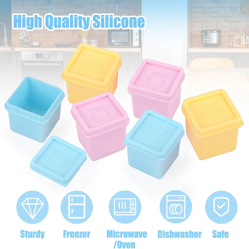 1 Pack of 6 Silicone Food Storage Containers (with Lids), Reusable, Suitable for Meal Prep, a Must-Have for Home and Outdoor Use