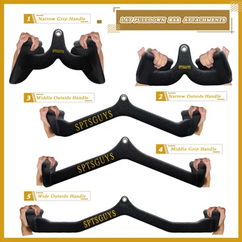 Home Gym Fitness Lat Pull Down Bar LAT Pulldown Attachments for Cable Pulley System Machine Back Tricep Bar Strength Training 3