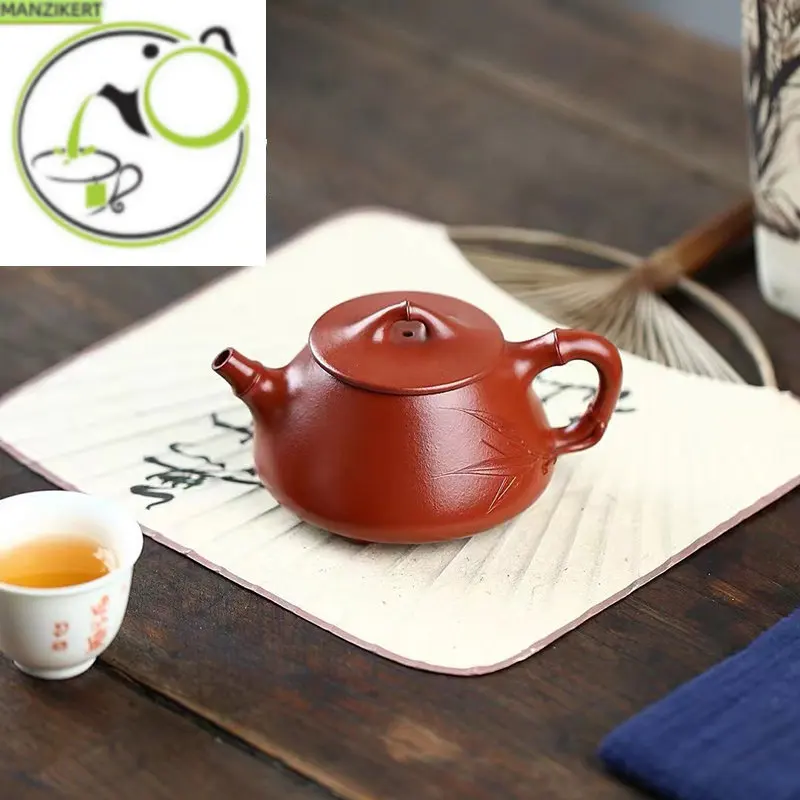 

Chinese teapot ore vermilion bamboo joint stone scoop pot drinking Pu'er kung fu tea set Yixing teapot purple clay pot 180ml