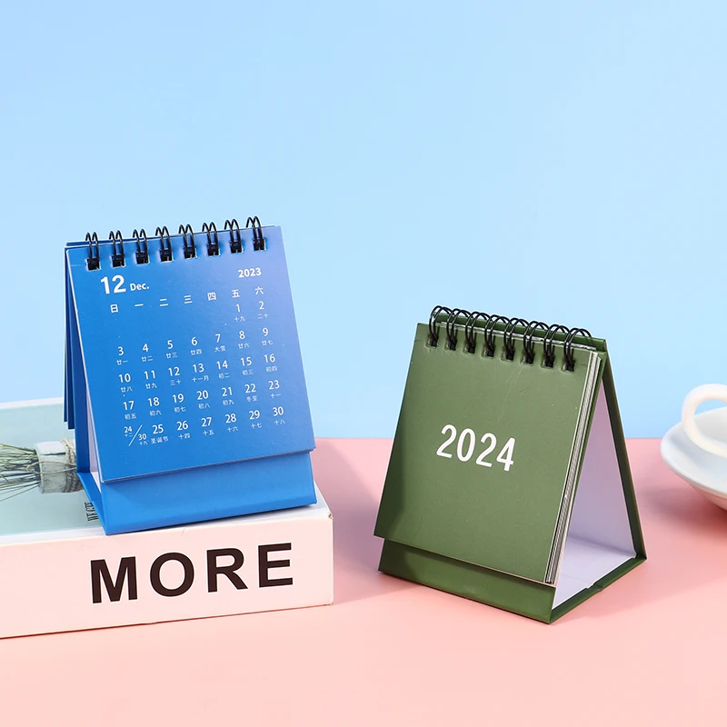 2024 귀여운 작은 책상 달력 탁상 플래너 메모장, 달력 일정 정리함 문구 사무용품, 9.8*7.5*6.5cm