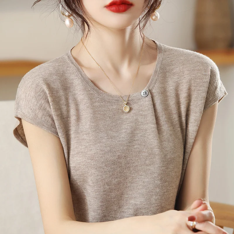 

Hot Sale 100% Wool Cashmere Women's Sweaters And Pullovers Autumn Female O-Neck Thin Short Soft Jumper Tops Spring