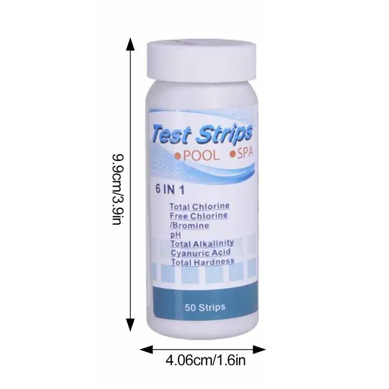 50pcs 6 In 1 Multipurpose Chlorine PH Test Strips SPA Swimming Pool Water Tester Paper Residual Chlorine PH Value Test 6