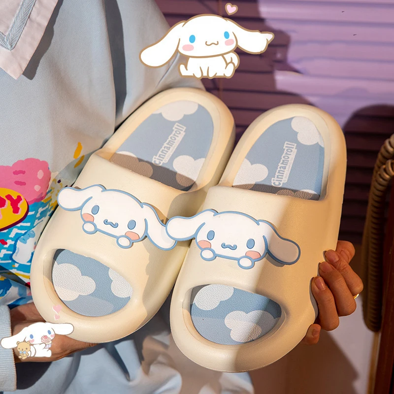 

2023 Kawaii Sanrio Hello Kitty Slippers My Melody Cinnamoroll Anime Cartoon Bath Sandals Indoor Home Non-Slip Y2K Summer Sandals