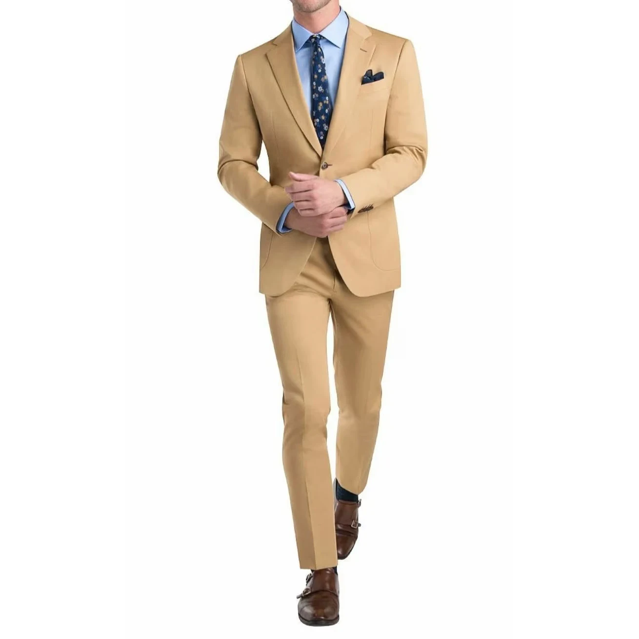 

Elegant Champagne Suits for Men Regular Length Single Breasted Notched Lapel Wedding Blazer Luxury 2 Piece Jacket Pants Vest