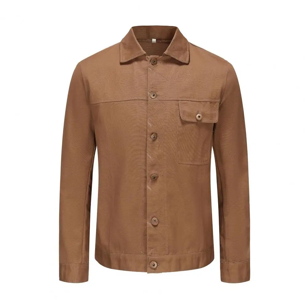 

Vintage Button-up Jacket Vintage-inspired Men's Fall Jackets with Turn-down Collar Single-breasted Buttons Soft for Streetwear